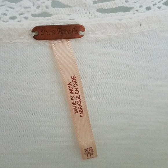 Free People Crochet Inset T Shirt Size XS - Picture 6 of 8